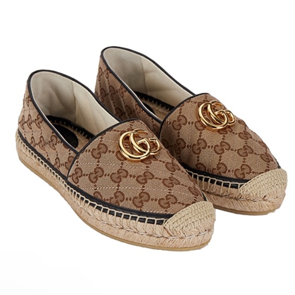 Gucci Shoes - GUCCI GG Pilar Logo Canvas Espadrilles EU 39 Flats NWOB Neutral Tan